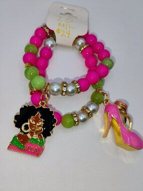 AKA charm bracelet set - 2 pieces size 7.5 inches